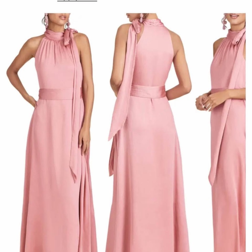 Elegant Pink Halter Maxi Dress